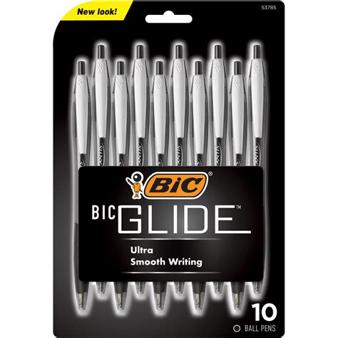 Bic Glide Retractable Ball Pen Medium Point 10 Mm Black 10 Count