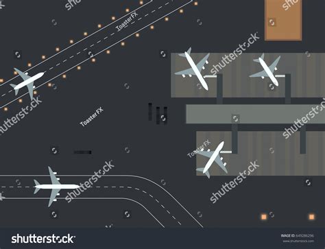 Top Down View Airport Terminal Runways Stock Vector Royalty Free