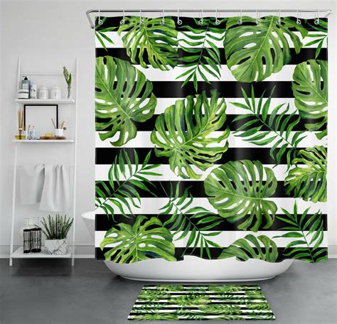 Chic Black White Bathroom Set With Exotic Shower Curtain Matching