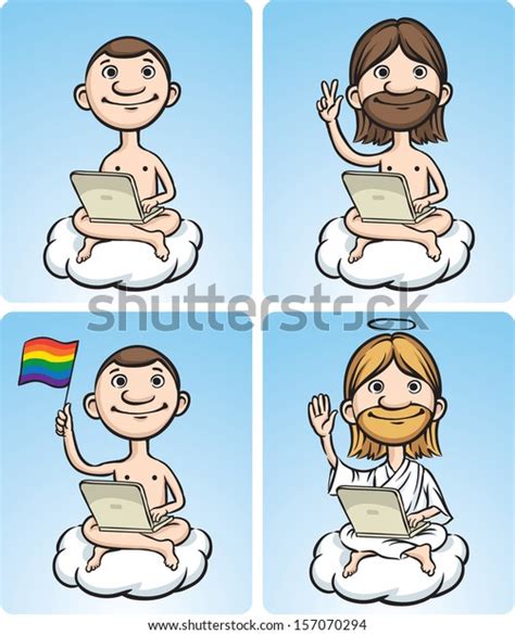 Vector Illustration Nude Cartoon Men On Shutterstock