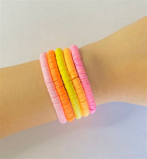 Heishi Summer Bracelet Set Cute Bracelet Set Of 5 Surfer Etsy