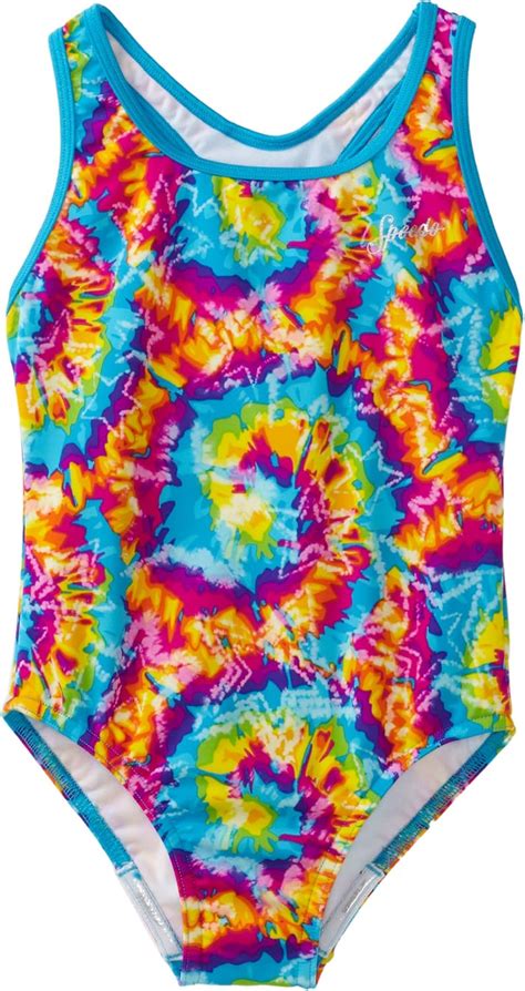 Speedo Big Girls Kaleidoscope Tye Dye Racerback Swimsuit