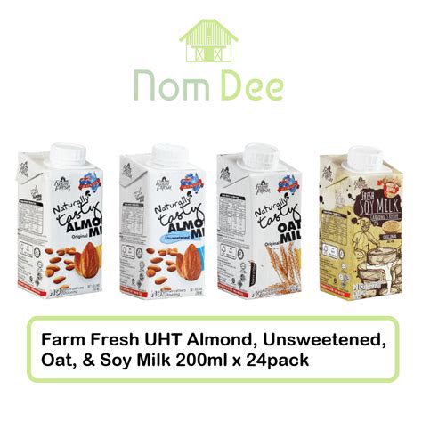 Farm Fresh Uht Almondunsweetenedoatsoy Milk 200ml X 24 Packs