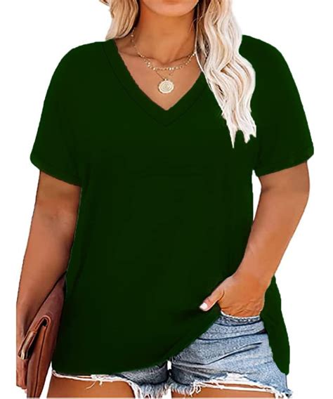 Tiyomi Womens Plus Size Shirts 2x Basic Summer Tops Short Sleeve