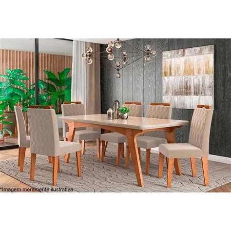Mesa Jantar Cimol Selena Cadeiras Paola Savana OW Nude Móveis de Cozinha Magazine Luiza