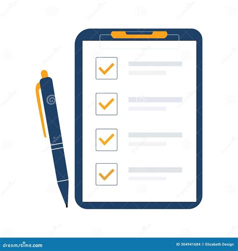 Clipboard And Check Marks Flat Style Design Vector Illustration Stock