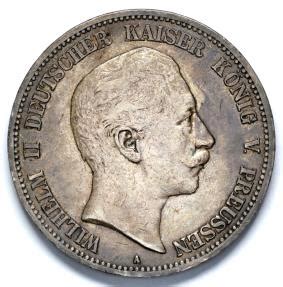 A Prussia Mark Wilhelm Ii Xf Silver European Coins