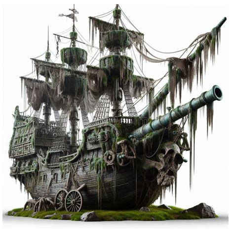 Ancient Pirate Ship Illustration Isolated On White Background 2 Stock