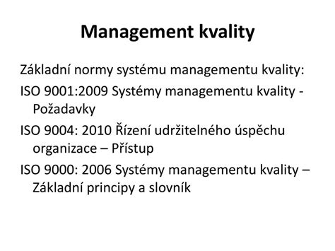 Syst M Managementu Jakosti Qms Ppt St Hnout