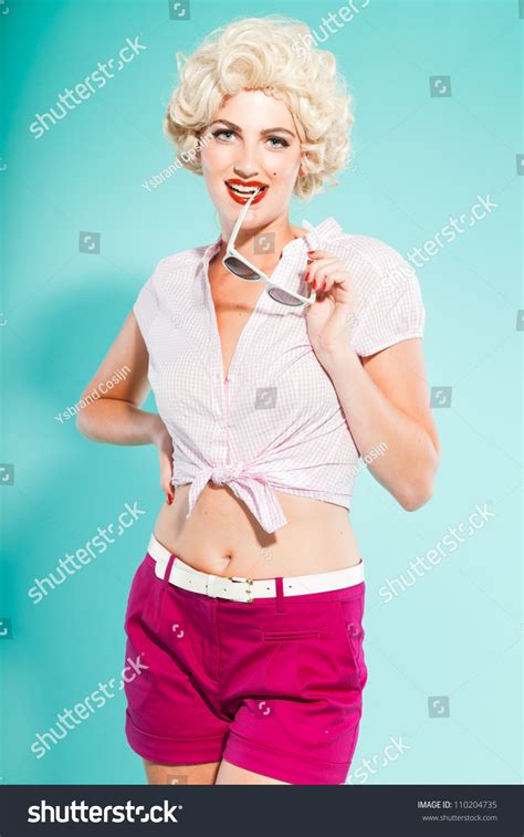 Sexy Blonde Pin Girl Wearing Pink Stock Photo Shutterstock