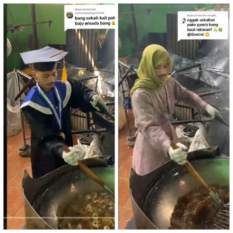 Outfit Nyeleneh Tukang Goreng Kerupuk Pakai Gamis Hingga Toga Wisuda