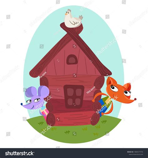 Animals House Mouse Fox House Peeking Stock Illustration 1800577774 ...