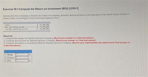 Solved Exercise 10 1 Compute The Return On Investment Roi