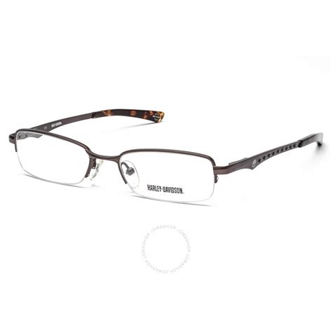 Harley Davidson Mens Brown Rectangular Semi Rimless Eyeglass Frames Hd0353 Sbrn 715583285798