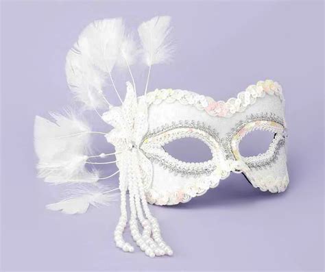 Rubies White Bead & Feather Masquerade Costume Mask | Big Lots