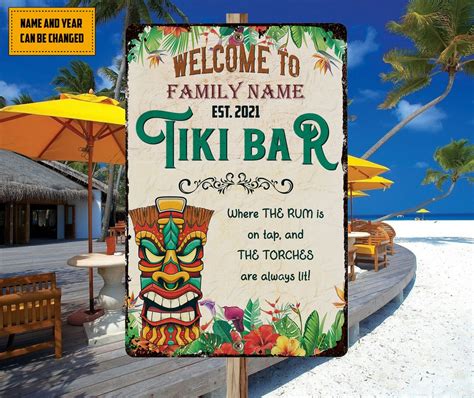 Personalized Welcome To Tiki Bar Metal Sign Beach Tin Sign Tiki Bar