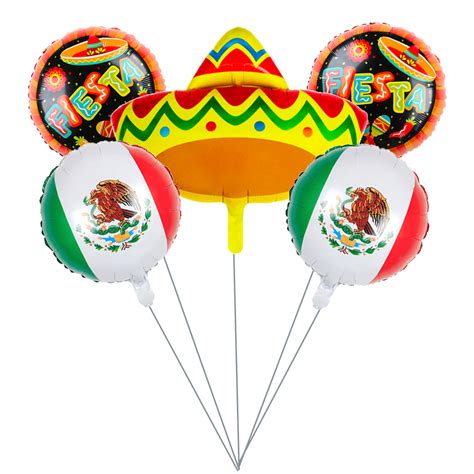 Cinco de Mayo Balloon Bouquet - Mexican Flag Balloons Fiesta Balloons ...