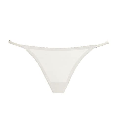 Womens Kiki De Montparnasse White Silk Floral Chouchou G String Thong