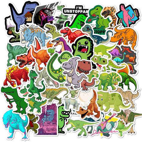 50 Pcs Dinosaur Stickers Waterproof Vinyl Stickers For Water Bottle