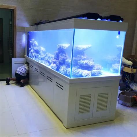 Custom Modern White Cabinet Large Seawater Ultra Clear Glass Aquarium