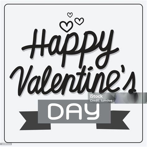 Happy Valentines Day Lettering Card Vector Illustration Stock