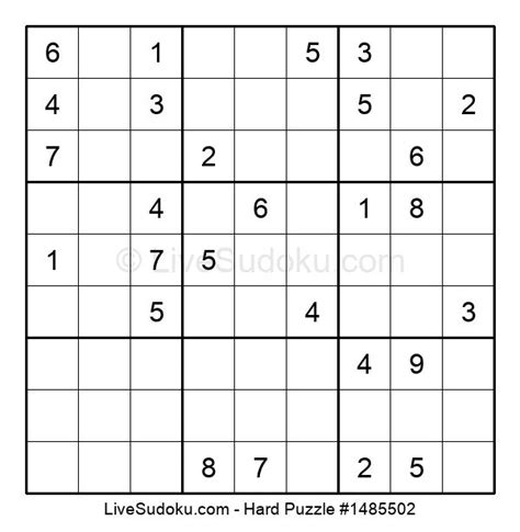 Hard Sudoku Online #1485502 - Live Sudoku