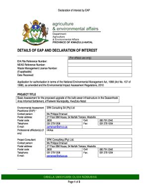 Fillable Online Details Of Eap And Declaration Of Interest Srk