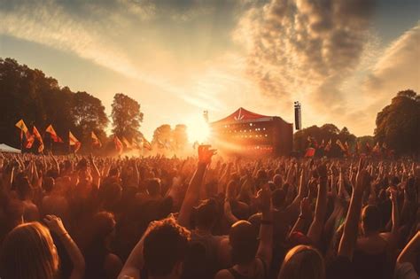 Premium Photo | A large crowd of people at a music festival