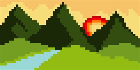 Paisaje De Monta As Con Pixel Art Ilustraci N Vectorial