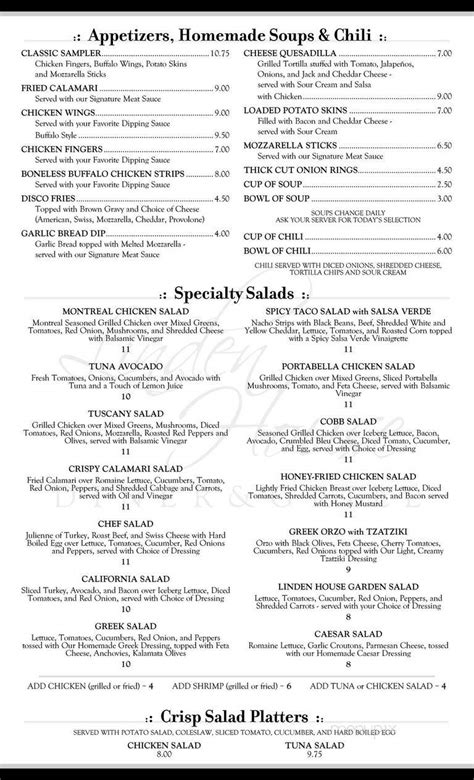 Menu Of Linden House Diner In Linden Nj 07036