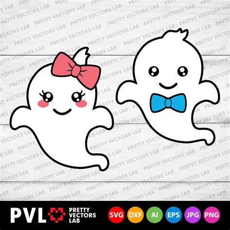 Cute Ghost Svg Halloween Svg Little Ghosts With Bow Svg Boy Etsy