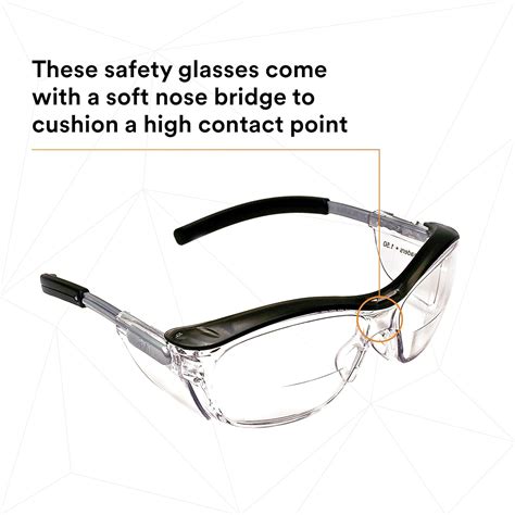 3M Nuvo Safety Glasses with Readers, ANSI Z87, Gray Frame, Clear Lens