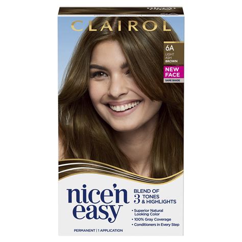 Clairol Nice N Easy Permanent Hair Color Creme 6A Light Ash Brown 1