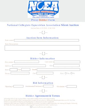 Fillable Online Proxy Bidder Form Fax Email Print PdfFiller