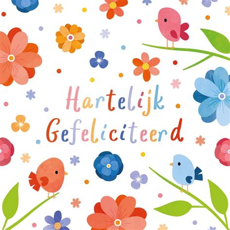 Fleurige Verjaardagskaart Met Vogels En Bloemen Kaartje Go