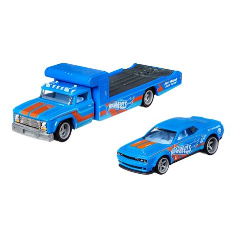 Set Masinute Hot Wheels Premium Dodge Challenger SRT Demon Retro Rig Team Transport