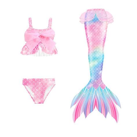 Hienoo Girls Piece Swimsuit Ruffle Bikini Set With Tail Upf Bathing Suit Sizes