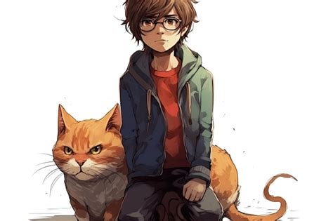 Premium AI Image | a boy and a cat with a cat