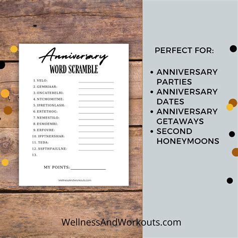 Anniversary Word Scramble Anniversary Game Anniversary Party Game