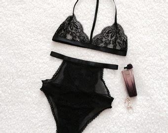 White Lace Lingerie Set Soft Bra And Panties Handmade Etsy