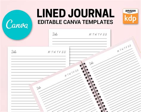 Canva Editable Lined Page Journal Commercial Use Canva KDP Etsy