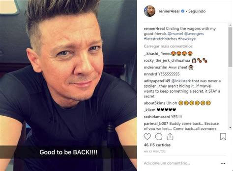 Jeremy Renner O Gavigod Compartilha Foto Nos Sets De Vingadores