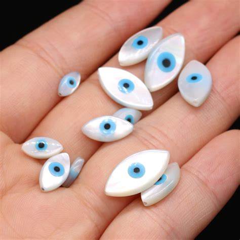 Evil Eye Branco Natural M E De P Rola Shell Beads Diy Pulseira E Colar