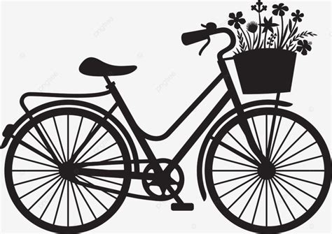 Bicicleta Retro Con Flores En Blanco Y Negro Png Dibujos Freno La