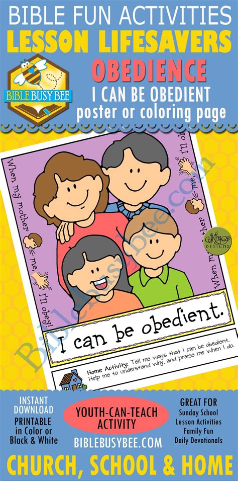 Obedience Lesson Lifesaver Activity I Can Be Obedient Poster Or