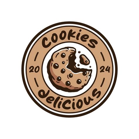 Cookie Logo Vector Isolated On White Background Hand Drawn Circular Badge Illustration Logo