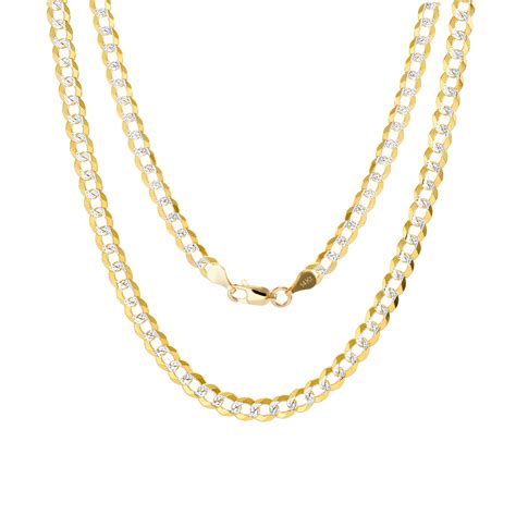 Nuragold K Yellow Gold Mm Cuban Link Diamond Cut Pendant Necklace