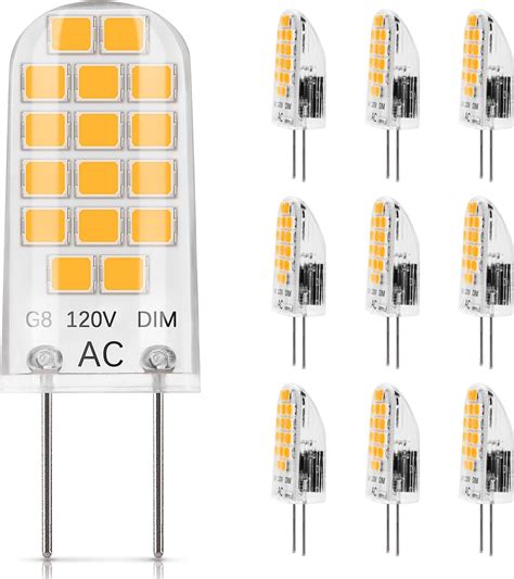 Dimmable G8 Led Bulbs Daylight White 6000k 3w Equivalent To T4 Bi Pin