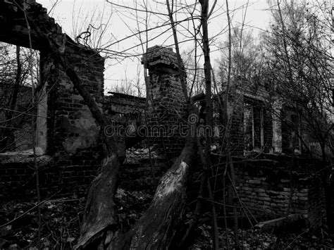 Abandoned Old House in Black and White Photography Stock Photo - Image ...