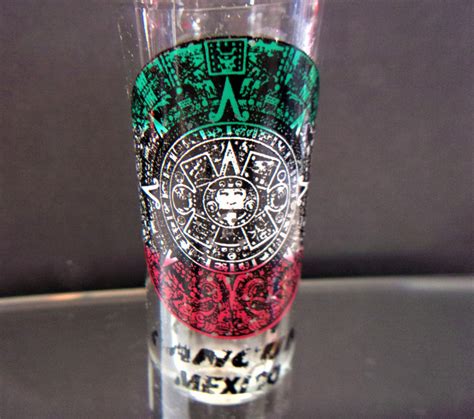 Aztec Mayan Calendar Shot Glass Cancun Mexico Barware Shooter Souvenir Home Bar Entertaining